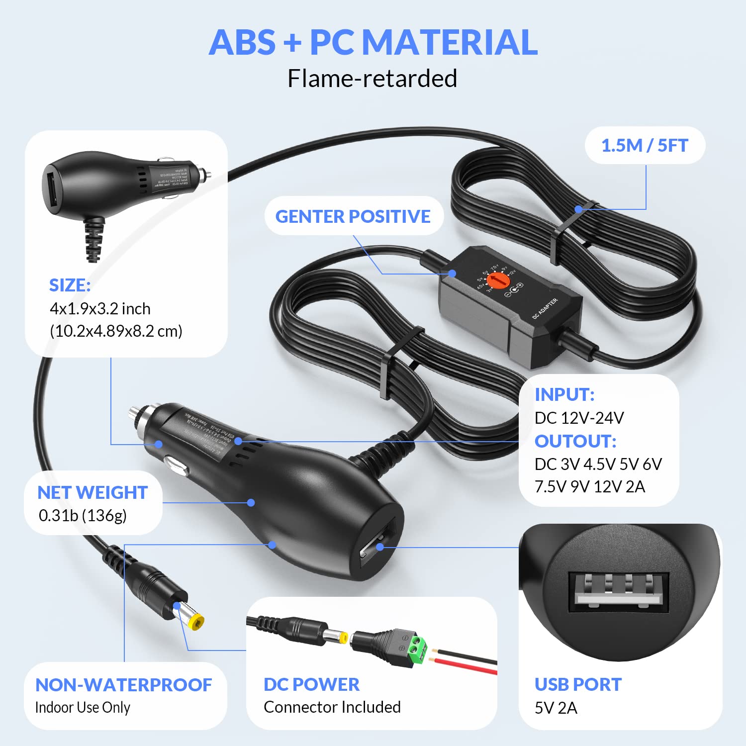 その他 Nerrcilo CAR ADAPTER Amazon.com: 34W Car Charger Adapter with 5V 2A USB Port, 3V